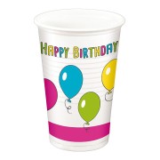 Party-Trinkbecher 200ml, bunt - Design HAPPY BIRTHDAY, 10 Stk.