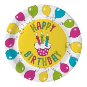 Party-Pappteller rund Ø 23cm, bunt Geburtstag HAPPY BIRTHDAY, 10 Stk.