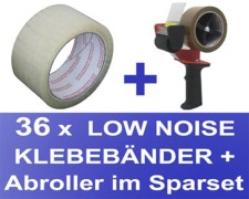 36 Stk. Packband Klebeband OPP-909NN 50mmx66m, Low Noise transparent + Abroller