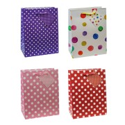 Premium Geschenktüten Präsenttüten mittel POLKA PUNKTE 227x180x100mm, 12 Stk.
