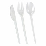 Einweg-Besteck PRO-LINE, 100x Gabel +100x Messer +100x Löffel, transp. 300 Stk.