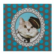 Motivservietten 3-lagig, 33 x 33 cm, Katze, blaue Punkte, 20 Stk.