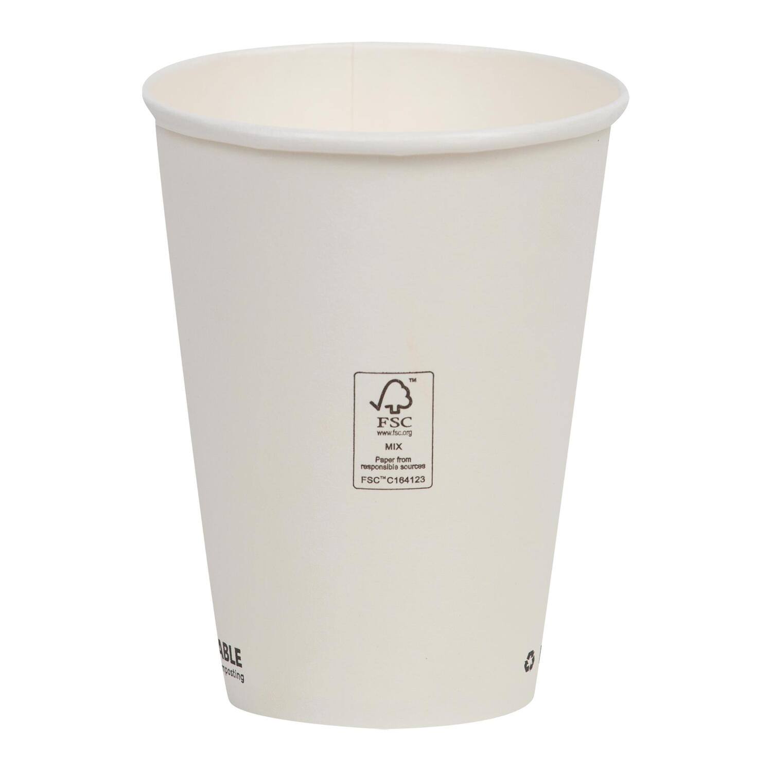 Pappbecher wasserbasierend umweltfreundlich wei 400 450 510ml bis 95C, 50 Stk.